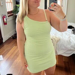 Abercrombie & Fitch Light Green One Shoulder Traveler Dress w Shorts Size Large